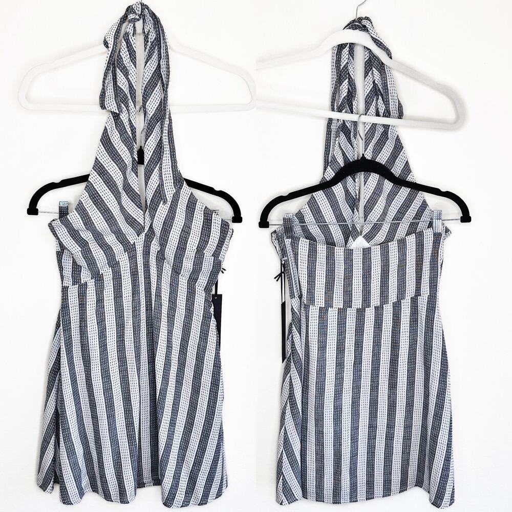 NWT House of Harlow x Revolve Amina White Black Embroidered Stripe Mini Dress Sm - Picture 2 of 13